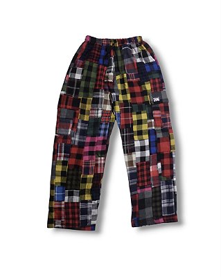Calça Cargo Flanela Xadrez Patchwork - 1 de 1