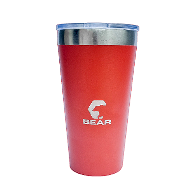 Copo Térmico Inox Bear Homer com Tampa Acrílica Laranja 470 ml