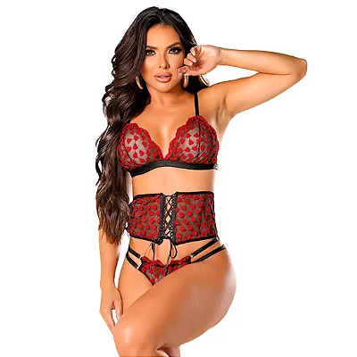 Conjunto Amor Ardente em Tule Bordado Tallyta Moda Apimentada