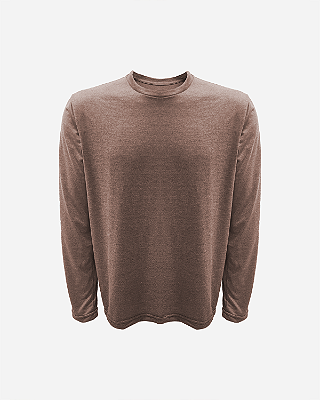 Camiseta JUST GO Slim Manga Longa Marrom