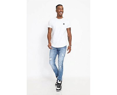 Calça Jeans Masculina Skinny Branca Com Destroyed - Hangar do Jeans