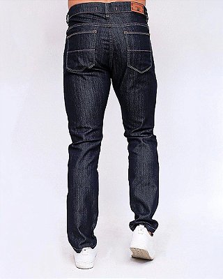 Calça Jeans Masculina Skinny Escura Com Bolso Celular