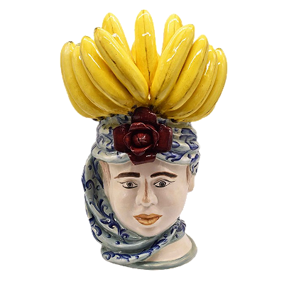CACHEPOT CABEÇA MULHER PENCA DE BANANA COM TURBANTE