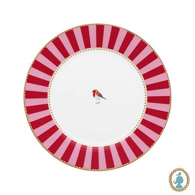 Prato de Sobremesa Vermelho Stripes - Love Birds
