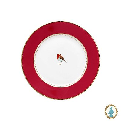 Prato de Pão Vermelho - Love Birds