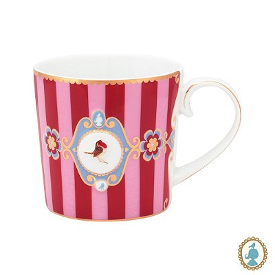 Caneca Pequena Medallion Stripes Rosa/Vermelho - Love Birds