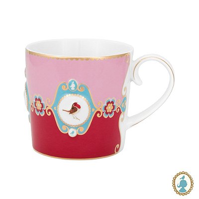 Caneca Pequena Medallion Rosa/Vermelho - Love Birds