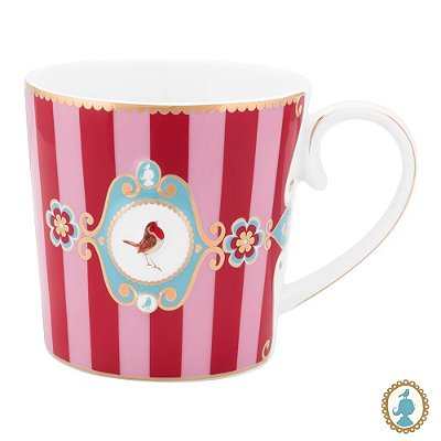 Caneca Grande Medallion Stripes Rosa/Vermelho - Love Birds