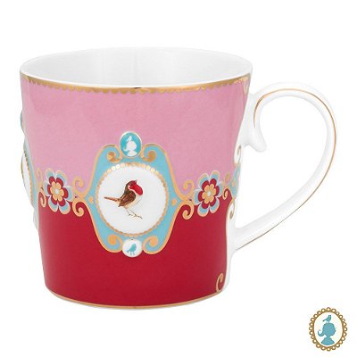 Caneca Grande Medallion Rosa/Vermelho - Love Birds