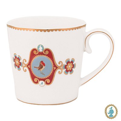 Caneca Grande Medallion Branco - Love Birds