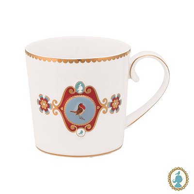 Caneca Pequena Medallion Branco - Love Birds