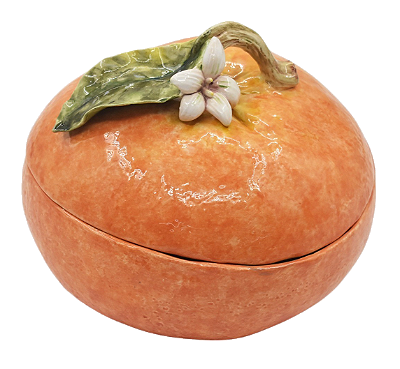 BOWL G DE LARANJA COM TAMPA E APLICAÇÃO DE FLOR