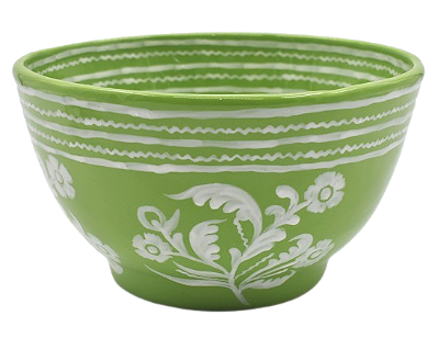 Cachepot Shabby P verde c/ flor branca
