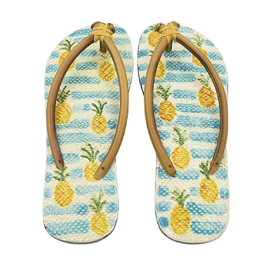 Chinelo M abacaxi com listras azuis