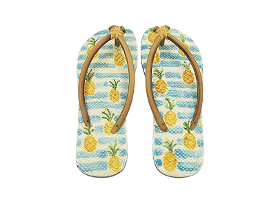 Chinelo M abacaxi com listras azuis