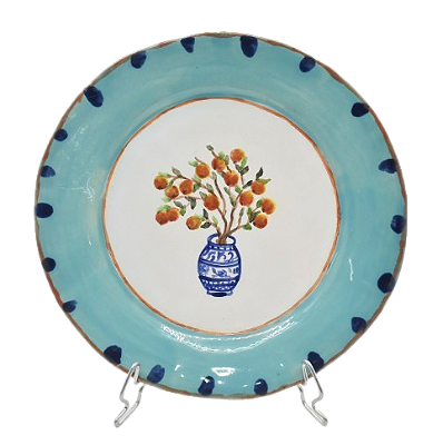 PRATO SOBREMESA COM DESENHO DE VASO DE LARANJA