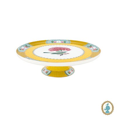 Prato p/ Bolo Pequeno Amarelo - Blushing Birds