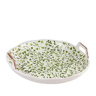 Travessa redonda com alça Leaves