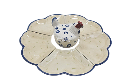 Conjunto de petisqueira com pote de galinha