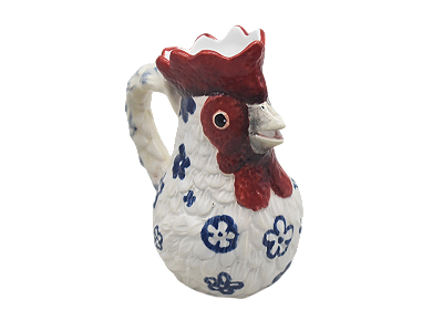 Jarrinha P galinha branca com flores