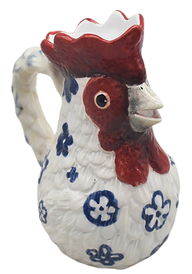 Jarrinha P galinha branca com flores