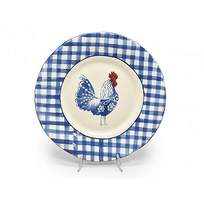 PRATO RASO AMASSADO XADREZ GALO AZUL