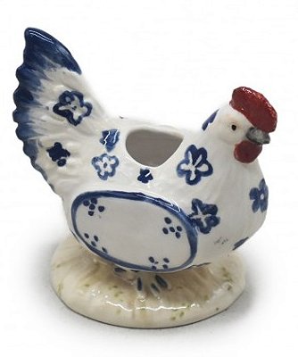 Vaso de galinha P branca com flores