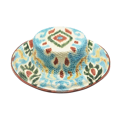 Chapéu Ikat turquesa
