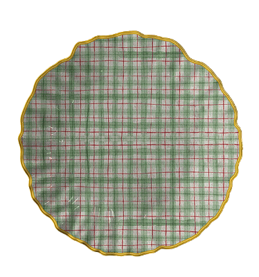 Pratos sobremesa Xadrez verde com ouro