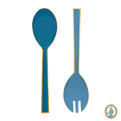 Set/2 Colheres p/ Salada Esmaltadas Azul - Spring to Life