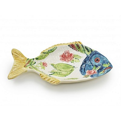 Petisqueira de peixe P com desenho floral