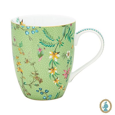 Caneca Grande Flowers Verde - Jolie