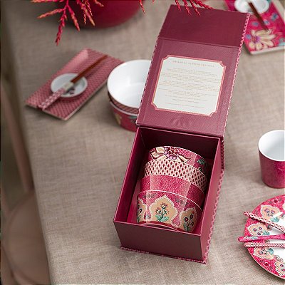 Set/4 Tigela 12 Oriental Rosa - Flower Festival