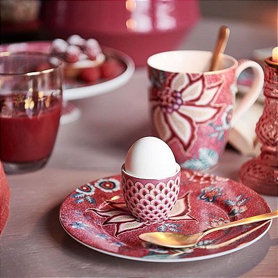 Xícara p/ Ovo Scallop Rosa - Flower Festival