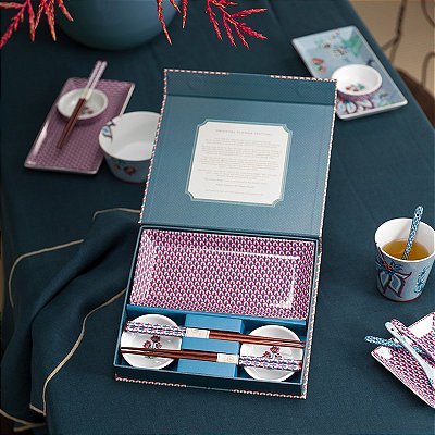 Giftset com 6 Peças Round Oriental Azul - Flower Festival