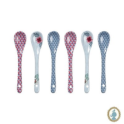Giftset com 6 Colheres Oriental Azul - Flower Festival