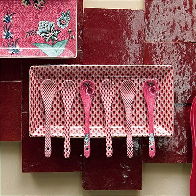 Giftset com 6 Colheres Oriental Rosa - Flower Festival