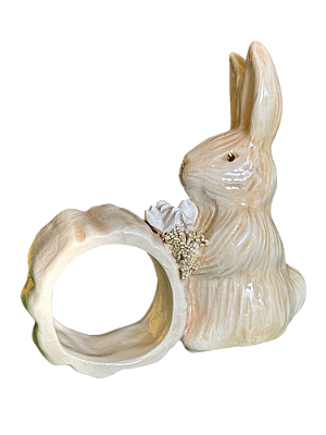 Porta guardanapo de coelho com rosa