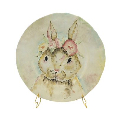 PRATO RASO COM DESENHO DE COELHA