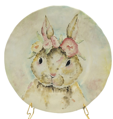 PRATO RASO COM DESENHO DE COELHA