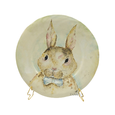 PRATO RASO COM DESENHO DE COELHO