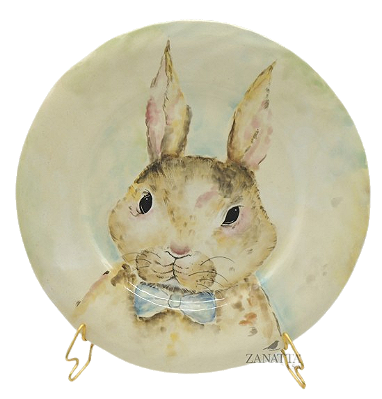 PRATO RASO COM DESENHO DE COELHO