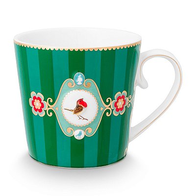 Caneca Grande Medallion Stripes Esmeralda/Verde - Love Birds