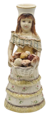 Porta vela de mulher com cesto de Cogumelos