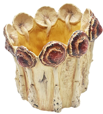 Vaso tronco alto com aplicação de Cogumelos na borda