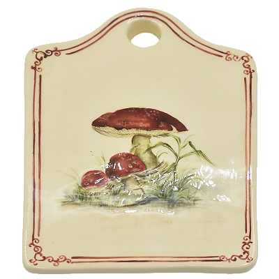 PLACA DE CERÂMICA COM DESENHO DE COGUMELOS