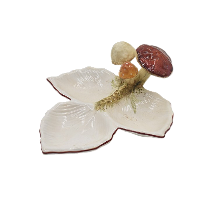 Petisqueira 3 folhas com aplicação de Cogumelos