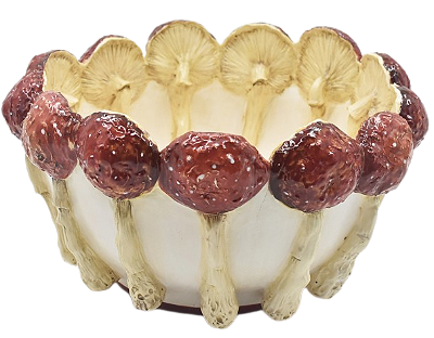 CACHEPOT SHABBY M COM COGUMELOS VERMELHOS