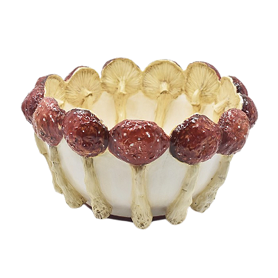 CACHEPOT SHABBY M COM COGUMELOS VERMELHOS