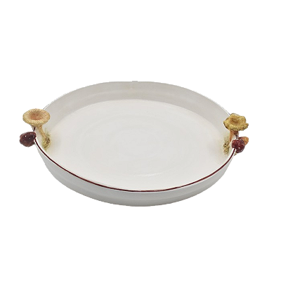 TRAVESSA REDONDA BRANCA G COM COGUMELOS NA BORDA